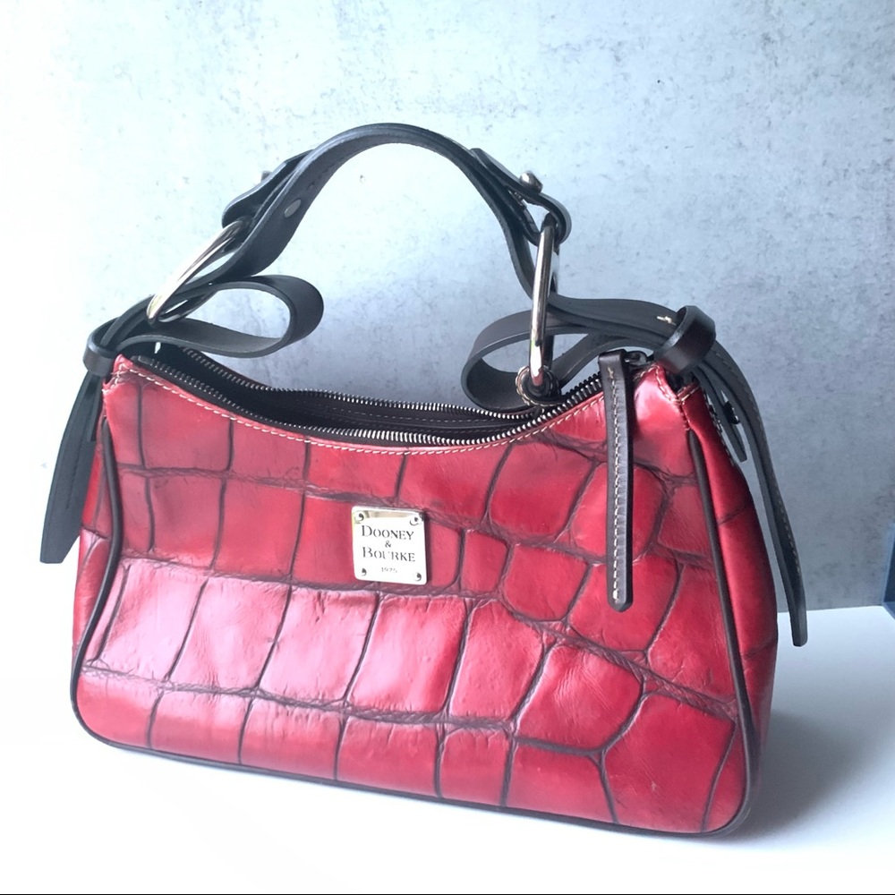 Vintage, Crocodile Dooney & Bourke Shoulder Purse - Red - Picture 3 of 16